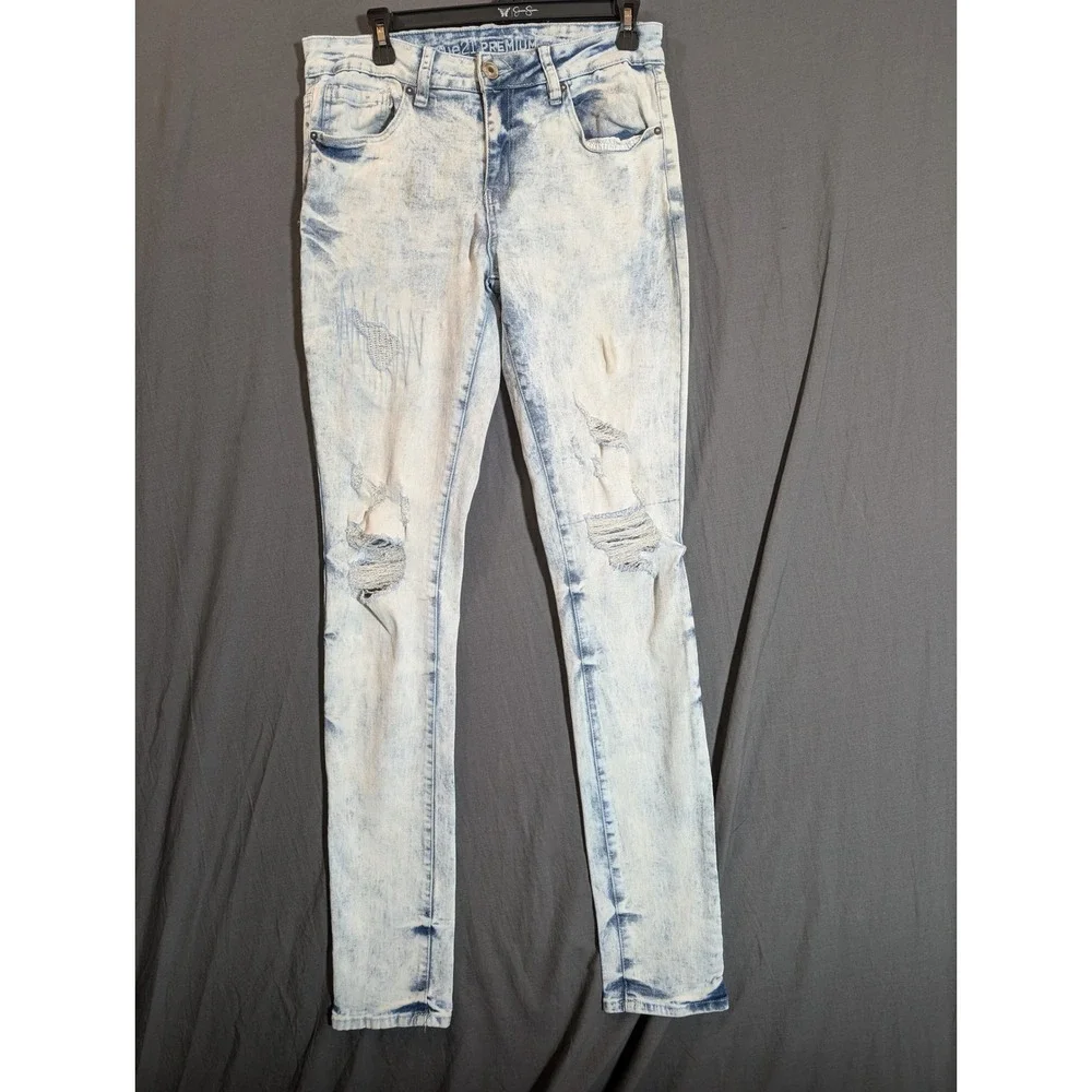 RUE 21 PREMIUM Mens Acid‎ Wash Distressed Skinny Jeans Size 30x32